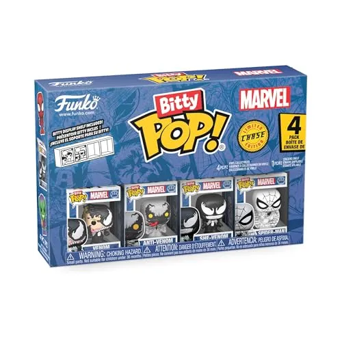 Funko Bitty POP! 4 Pack: Marvel - Spider-Man - Venom, Anti-Venom, She-Venom, Mystery Mini Figure - 1 in 6 Chance of Receiving the Rare Chase Variant - Styles May Vary - 0,9 Zoll (2,2 cm) Sammelbar