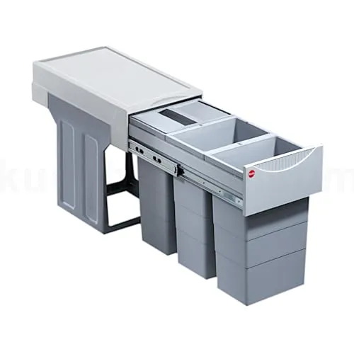 Hailo Abfallsammler 3666841 | Einbau-Mülleimer für 60er Schrank - Haushaltszubehör mit 3x 10 Litern für effiziente Abfalltrennung in modernen Küchen. Platzsparend und mit praktischem Vollauszug für einfachen Zugriff auf alle Inneneimer.