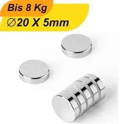 Neodym Magnet 20mm x 5mm - Supermagnete mit hoher Haftkraft - Vielseitiger Neodym Magnet (20x5mm) mit N42-Qualität für starke Haltekraft. Ideal für Bastelprojekte und industrielle Anwendungen. Langlebige Beschichtung sorgt für Korrosionsbeständigkeit und Zuverlässigkeit.