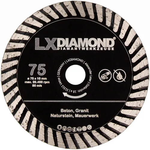 LXDIAMOND Diamant-Trennscheibe 75mm Beton Granit passend für Bosch GWS 12V 76mm