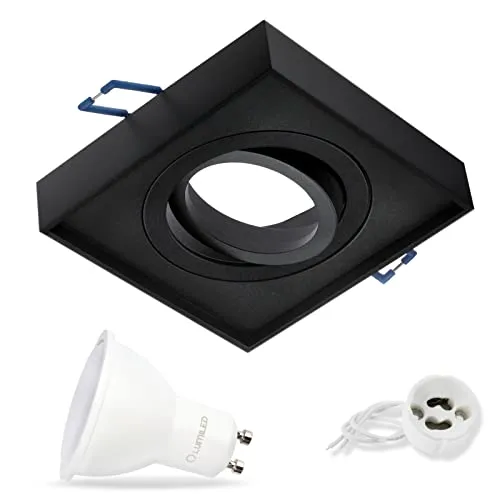 Lumiled LED Einbauleuchte schwenkbar inkl. 6 Watt Leuchtmittel GU10 Fassung Einbaustrahler Neutralweiß 4000K Deckeneinbaustrahler eckig schwarz Spot 230V Aluminium 120° Abstrahlwinkel Downlight