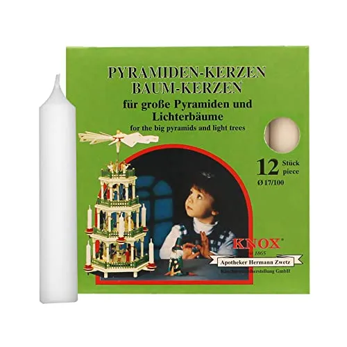 Pyramidenkerzen 17/100 - weiß 12 Stk.