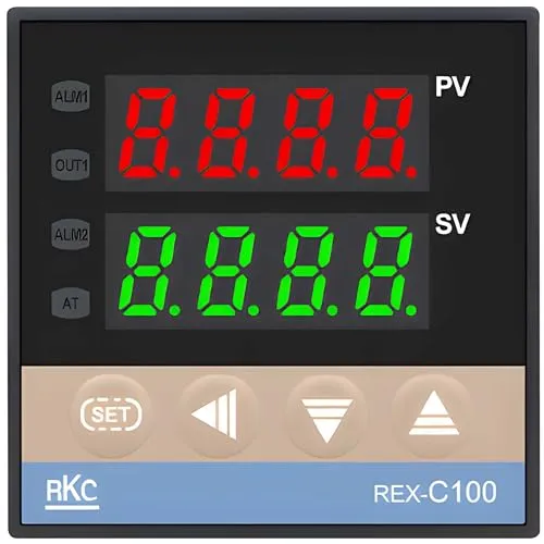 Retoo Temperaturregler Temperaturthermostat, REX-C100, Programmierbar, Temperatursensor, Thermosta, Controller, LCD Display, Thermostatschalter 1m Sonde, -50-110 Celsius, Alarm, AC 110V-220V