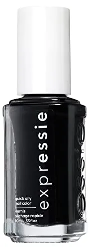 essie Schnelltrocknender Nagellack ,„expressie“, Nr. 380 now or never, Schwarz, Vegane Formel ohne Inhaltsstoffe tierischen Ursprungs, 10 ml