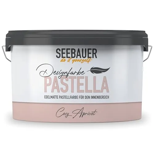 SEEBAUER diy Pastellfarbe PASTELLA Rosa 2,5L (Cosy Apricot) Edelmatte Wandfarbe Altrosa - Innenfarbe sehr hohe Deckkraft - Matt, Abwaschbar und Tropffrei