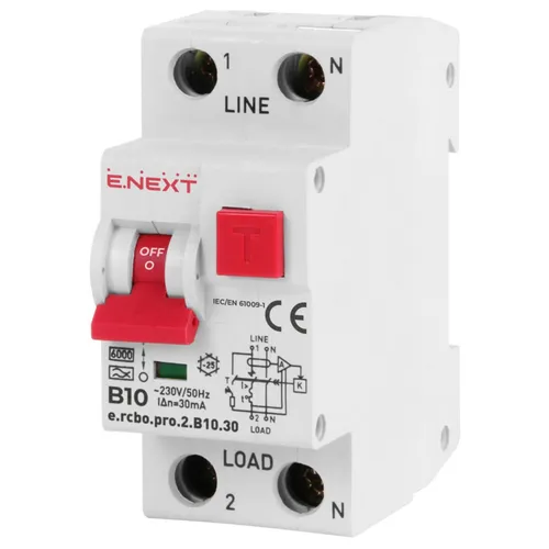 E.NEXT p0720005 Differenzialschutzschalter 2P B 10A 30mA 6kA Typ A