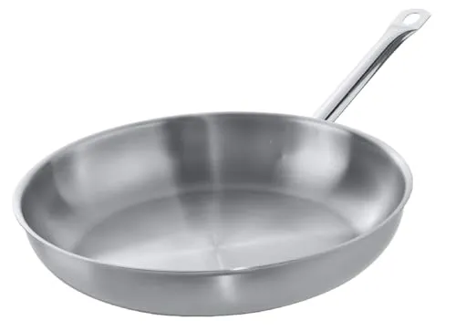 METRO Professional Bratpfanne 28 cm – Edelstahl 18/10 - Pfanne aus Edelstahl mit induktionsgeeignetem Sandwichboden für gleichmäßige Wärmeverteilung, ofenfest und ideal für alle Herdarten.