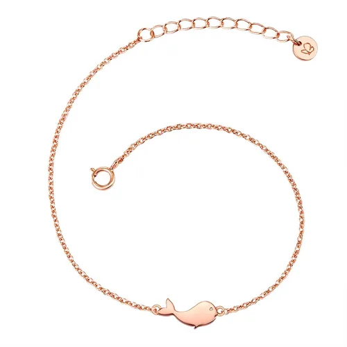 Glanzstücke München Silberarmband Wal roségold - Elegantes Ankerarmband aus 925er Sterlingsilber mit rosévergoldetem Wal-Motiv. Ein kraftvolles Accessoire zur Stärkung deiner Intuition, perfekt für Damen und ideal als Geschenk.