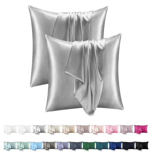 Satin Kissenbezug 80x80 2er Set in silber von Orange Wave