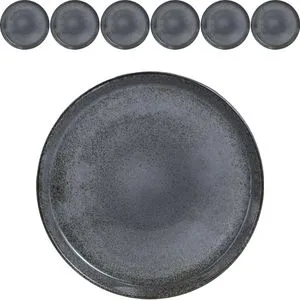 Moritz & Moritz VIDA 6er Dessertteller Set Anthrazit - Tafelservice - 6-teiliges, stilvolles Porzellan-Dessertteller-Set in modernem Anthrazit, spülmaschinen- und mikrowellengeeignet, perfekt für jede Gelegenheit.