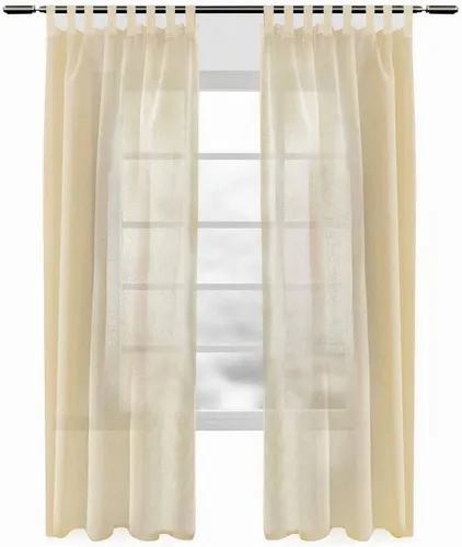 Gardinen transparent mit Schlaufen Leinen Optik, Schlaufenschal Leinenvorhang im Landhausstil Stores Voile Fensterschal für Wohnzimmer Kinderzimmer