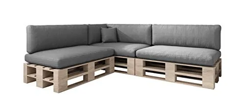 sunnypillow Palettenkissen 8er Set - UV-beständig & bequem für Outdoor/Indoor - Polster für Stühle & Sessel, ideal für Europaletten mit wasserabweisendem, UV-beständigem Stoff für höchsten Sitzkomfort und pflegeleichtem Bezug.