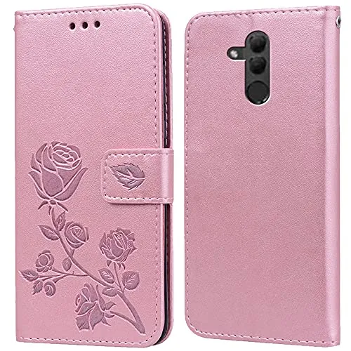 PKQTOP Hülle für Huawei Mate 20 Lite Handyhülle,Klappbar Tasche Case,Standfunktion,Kartenfach,Silikon Bumper,Stoßfeste Schutzhülle Cover für Huawei Mate 20 Lite