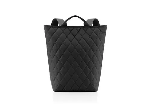 reisenthel Shopper-Backpack Rhombus Black - Stylischer Damen-Shopper und Rucksack in einem, ideal für Arbeit und Freizeit. Mit Laptopfach, wasserabweisend und aus recyceltem Material, bietet er 16L Volumen und überzeugt durch modernes Design.