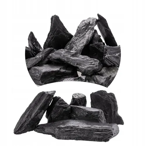TD STONES Aquarium Schiefersteine Schwarz Holz 10 kg – Strukturierte Natursteine Deko für Aquascaping, Rückwand & Höhlen – Terrarium Zubehör – Handverlesen, Wasserneutral, Sofort Einsetzbar Dekosteine