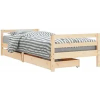 vidaXL Kinderbett 80x200 cm mit Schubladen aus massivem Kiefernholz - Robustes Kinderbett aus massivem Kiefernholz mit praktischen Schubladen für Ordnung im Kinderzimmer. Ideal für Kinder ab 4 Jahren und sorgt für eine erholsame Nachtruhe.