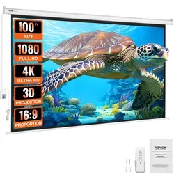 VEVOR Professionelle Motorleinwand 16:9 – Elektrische Beamerleinwand mit Fernbedienung