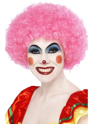 Verrückter Clown Perücke, Pink in schwarz von Smiffys