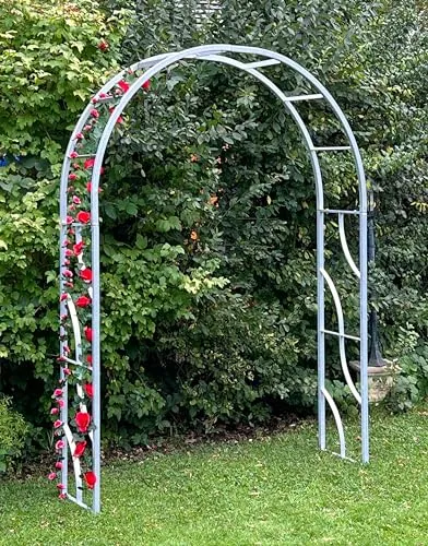 DanDiBo Rosenbogen Metall Verzinkt 150 cm - Wetterfester Torbogen für Ihren Garten - Spaliere - Robuster, verzinkter Rosenbogen aus massivem Volleisen, ideal zur Verschönerung Ihres Gartens und einfach zu montieren.