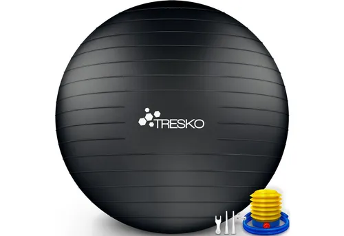 TRESKO Gymnastikball 55cm mit GRATIS Übungsposter und Luftpumpe - Gymnastikball für Yoga, Pilates und Fitness-Training, BPA-frei und mit Anti-Burst-System, belastbar bis 300 kg – ideal für Home-Gym und Büro.