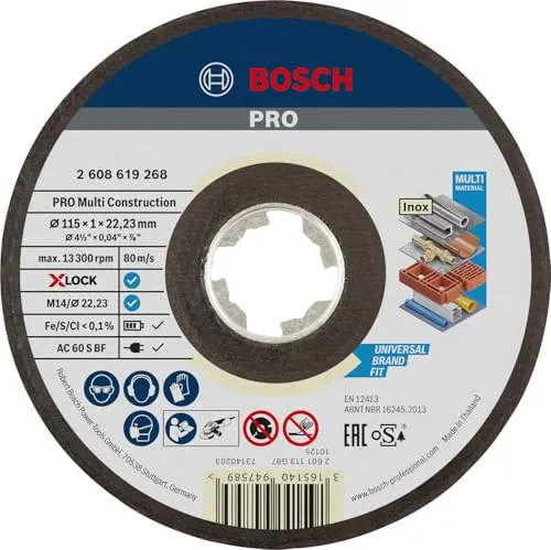 Bosch Professional 1x Gerade Trennscheibe (für MultiMaterial, X-LOCK, Ø115 mm, BohrungsØ: 22,23 mm, Dicke:1 mm)