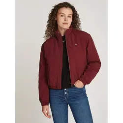 TOMMY JEANS Übergangsjacke in Bordeaux - M - Funktionsjacke mit Stehkragen und Reißverschluss, ideal für Übergangszeiten, ausgestattet mit praktischen Eingrifftaschen und stylischer Label-Stickerei.