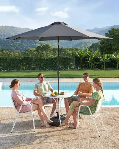 SONGMICS Sonnenschirm grau, UPF 50+, mit Kurbel und knickbar - Ideal für Garten und Balkon: Der SONGMICS Sonnenschirm mit UPF 50+ bietet zuverlässigen UV-Schutz und lässt sich einfach mit einer Kurbel bedienen. Perfekt für entspannte Stunden im Freien!