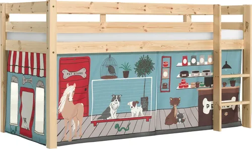 Spielbett >PINO< in Kiefer massiv natur lackiert - 210x114x106 (BxHxT)