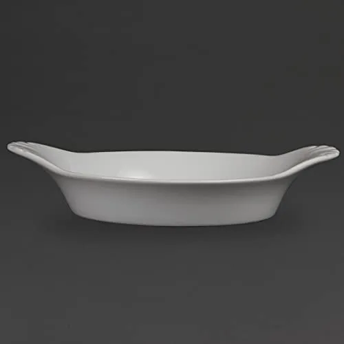 Olympia Whiteware Servierschalen-Set mit runden Ohren, 220 mm (6 Stück), Weiß, BS4034-zertifiziert für den Hotelgebrauch, W433