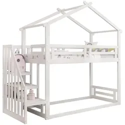 Stilvora Etagenbett Weiß, 90x200 cm – Kinder- & Jugendzimmer, Hochbett - Praktisches Etagenbett aus stabilem Holz für Kinderzimmer, optimiert den Raum und schafft eine Spielfläche darunter. Mit Sicherheitsleiter und robustem Lattenrost für sicheren Schlaf und Spiel.