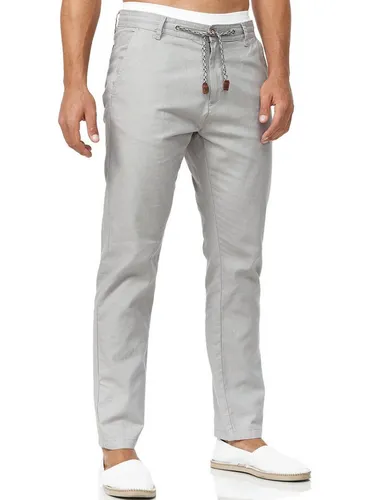 Indicode Herren Veneto Leinenhose | Freizeithose für Männer in Lt Grey, Größe XL - Die lässige Veneto Leinenhose von INDICODE überzeugt durch ihren atmungsaktiven Stoff, ideal für warme Tage. Mit Kordelzug und umgekrempelten Beinen ist sie der perfekte Begleiter für entspannte Sommeroutfits.