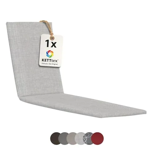 KETTtex EXKLUSIV Auflage Liege Silbergrau I Gartenliege Polster 200x60x4cm I KTH2 Liegenauflage weich & robust I Wetter- & formbeständige Liegestuhl-Auflage I pflegeleichtes Liegekissen I Dessin 8643