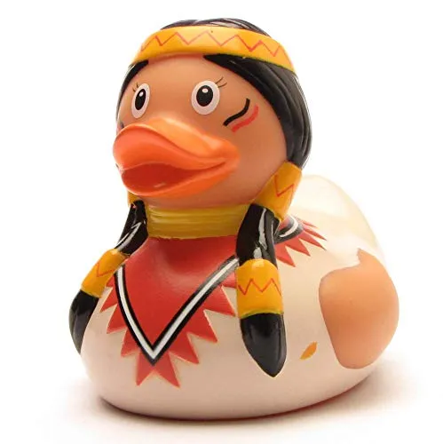 Duckshop I Badeente Native American I Quietscheente I L: 8,5 cm I Quietscheentchen I Geschenk für Geschichts-Fans I Präsent Sammler