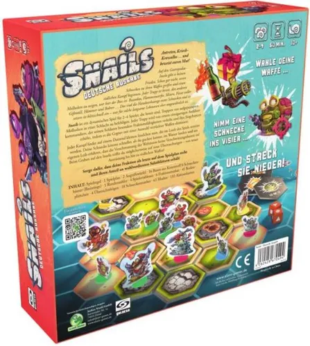 Snails: Das Brettspiel - Spaßiges Gesellschaftsspiel für 2-4 Spieler, bei dem Schnecken mit witzigen Waffen in einem strategischen Kampf um den Sieg antreten. Dynamisches Gameplay und hoher Wiederspielwert!