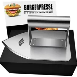 Edelstahl Burgerpresse für perfekte Smash Burger - Hochwertige Edelstahl Burgerpresse, ideal für Grillliebhaber. Perfekt geformte Burger für saftige Ergebnisse und ein besonderes Grillerlebnis.