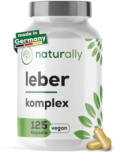naturally Leber Komplex [125 Stück] - Mariendistel Kapseln mit Artischocken, Löwenzahn, Cholin, Desmodium, vegan, Leber entgiften und Leberkur