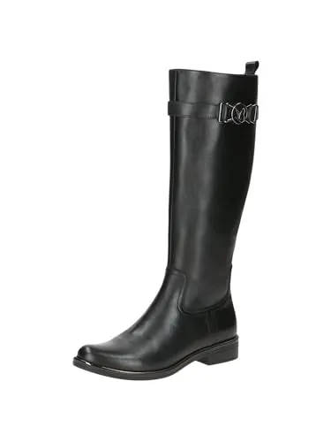 CAPRICE Damen Hohe Stiefel aus Leder mit Absatz, Schwarz (Black Nappa), 42 EU - Wanderschuhe mit AIRMOTION Sohlentechnologie für optimale Luftzirkulation und federnden Komfort. Ideal für Alltag und schicke Anlässe, passen sich perfekt an die Fußform an.