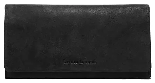 bruno banani Geldbörse im Querformat aus Echtleder - Damen-Geldbörse im Destroyed Look mit 20 Kartenfächern und sicherem Druckknopfverschluss. Kompakt und stilvoll für den täglichen Gebrauch.