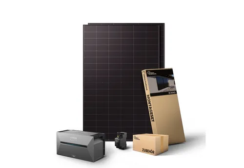 Kleines Kraftwerk Balkonkraftwerk, 1000 W, Monokristallin, (Wand, Solaranlage Komplettset mit Speicher), 2 x 500W, Anker Solarbank 3 Pro, Wechselrichter