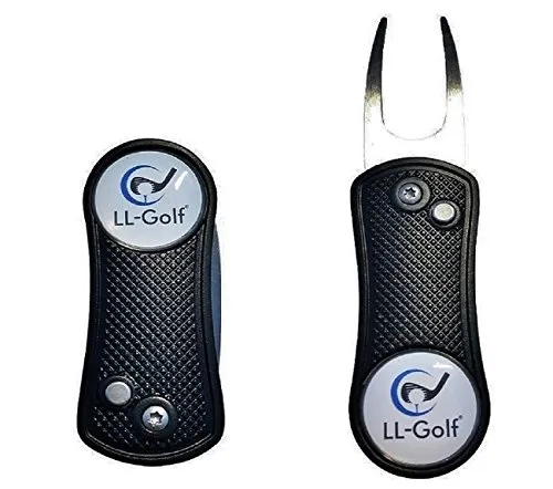 LL-Golf® klappbare Golf Aluminium Pitchgabel mit Ballmarker Coin/Divot Tool/Pitch Gabel zum Ausbessern von Divot 's auf dem Green