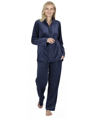 RAIKOU Hausanzug Damen Nicki - Eleganter Freizeitanzug in Nachtblau - Trainingsbekleidung mit elastischem Material für optimalen Komfort. Der Nicki Hausanzug bietet eine klassische Passform und ist ideal für entspannte Tage zu Hause.