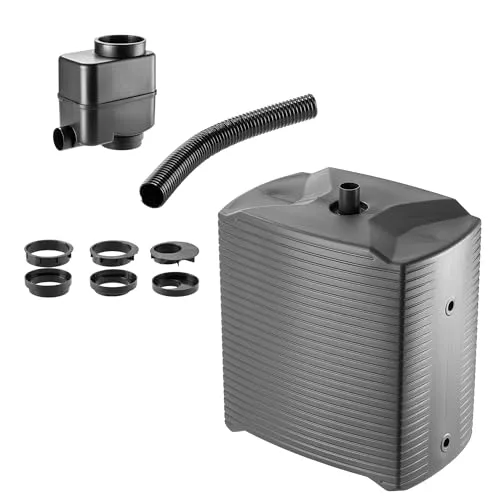 KADAX Regentonne, Modulregenwassertank für Garten, Wetterbeständiger Regenfass 126 Liter, Wassersammler, Regenbehälter aus Kunststoff, Wasserfass (Anthrazit + Sammler)