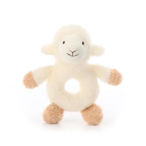 Apricot Lamb Baby Rassel Schaf, Weicher Greifling Spielzeug, Geschenk zur Geburt, Plüsch gefüllte Tier Rassel Spielzeug für das Neugeborene, 0-3 Monate, 0-10 Monate und darüber, 15cm