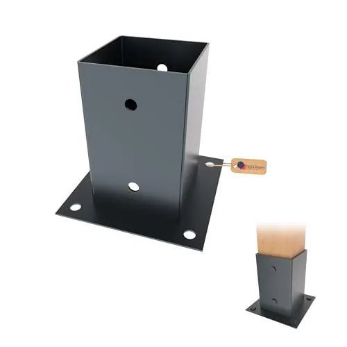 GeZu Impex Aufschraubbodenhülse 121 x 121 mm Anthrazit Pulverbeschichtet Pfostenhülse Aufschraubhülse Pfostenträger für Quadratische Pfosten