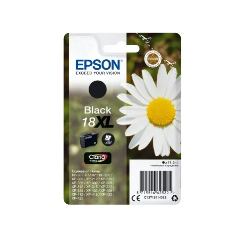 Epson Tinte C13T18114012 Black 18XL - Original Tinte mit 11,5 ml, beeindruckende Druckqualität für Epson Expression Home Modelle
