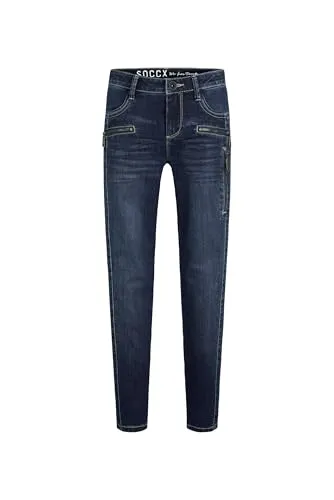 SOCCX Damen Jeans MI:RA Slim Fit Stone Blue Used, 33