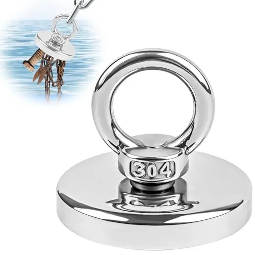 Magnetische Haken 1 Stück Magnet mit Öse 42 mm Starker Angelmagnet mit Loch Sehr Starke Magnete Neodym Magnet Extra Starke Magnetfischen Stark Neodym Ösenmagnet Magnethaken für Teichbergung
