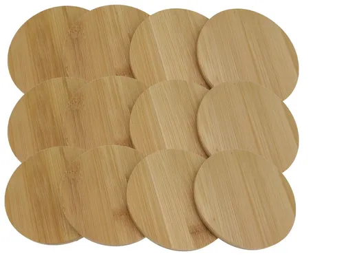 Hausleben® TT11117 3x4er Set (12 Stück) Untersetzer Ø 10 cm Bambus