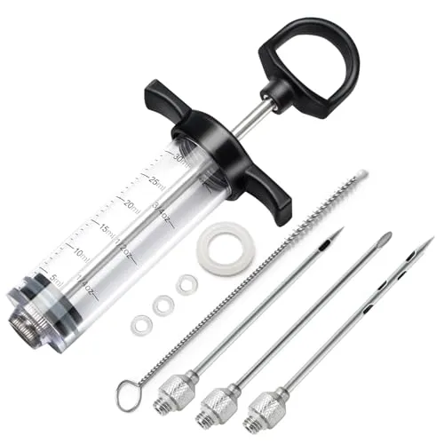 TGE-V Fleisch-Injektor, Fleisch-Injektoren zum Rauchen, Fleischspritze, mit 2 Marinaden-Injektor-Nadeln, Injektor-Marinen für Fleisch, Truthahn, Huhn, 28 ml