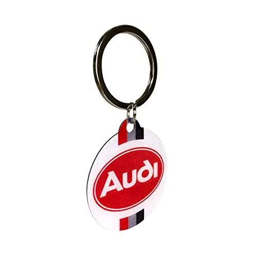Nostalgic-Art Retro Schlüsselanhänger - Audi Logo, 4 cm aus rostfreiem Edelstahl, Vintage Design und perfekte Geschenk-Idee für Audi-Fans